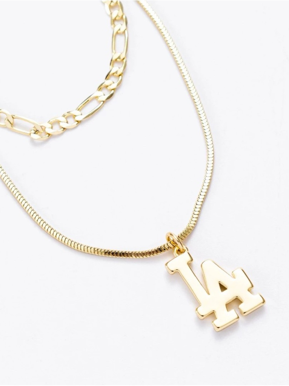Luv Aj MLB LA Dodgers Double Chain Gold Logo Necklace NWT Layered